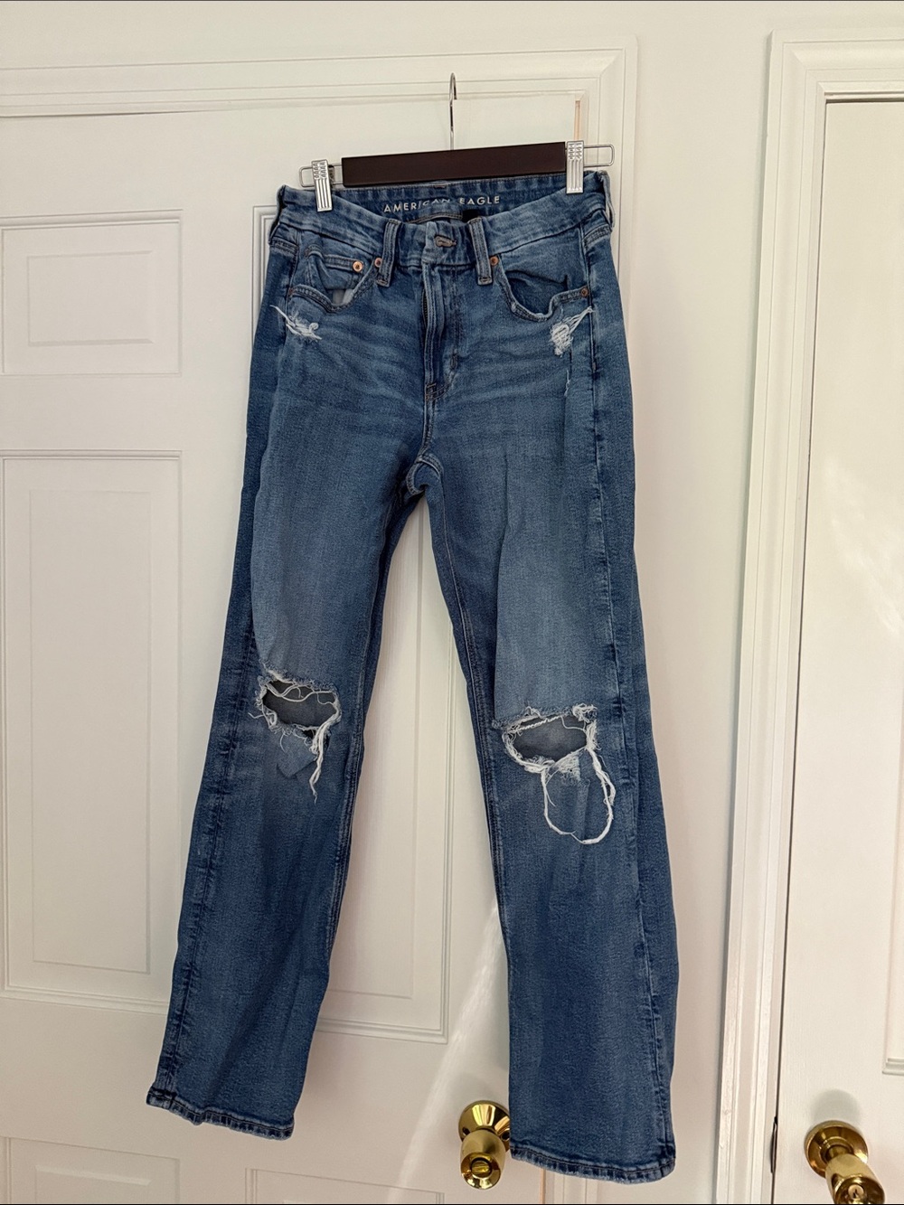 American Eagle Outfitters curvy Straight-Leg Jeans - Blue Wash